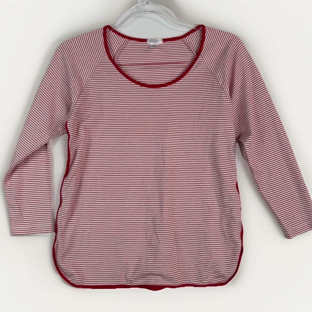Lake Pajama‎ Red White Stripe Pima Cotton pajama T Shirt Women's Size XS
